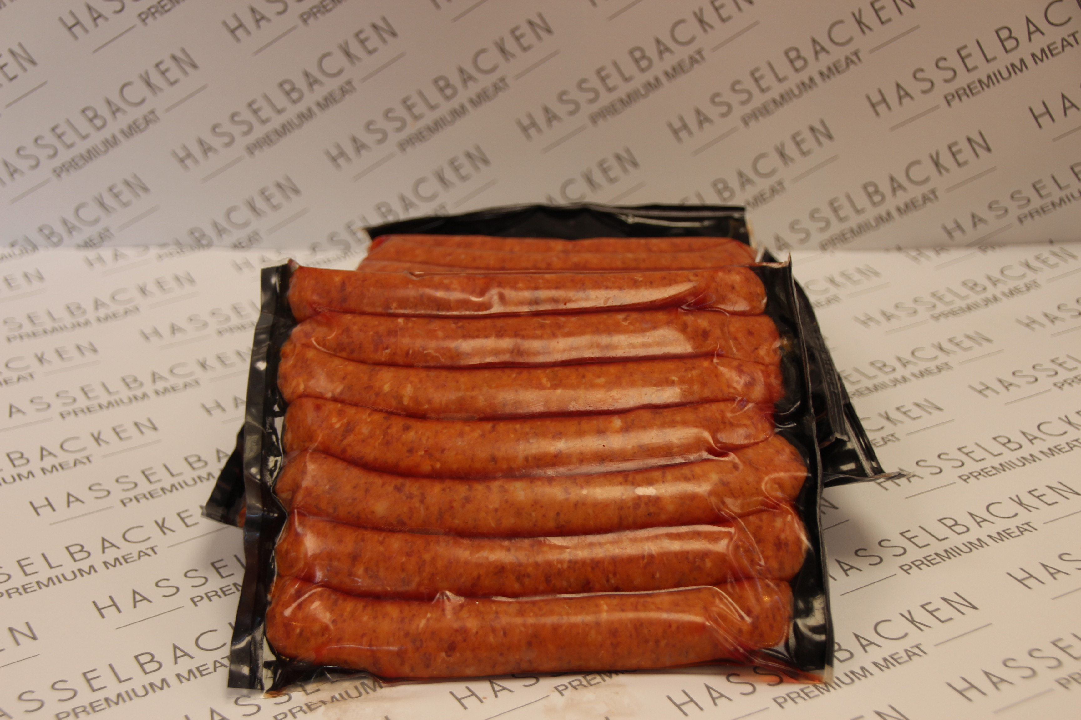 Merguez Nöt & Lammkorv (560 g) hos Hasselbacken Kött & Chark i Stora Saluhallen, Göteborg