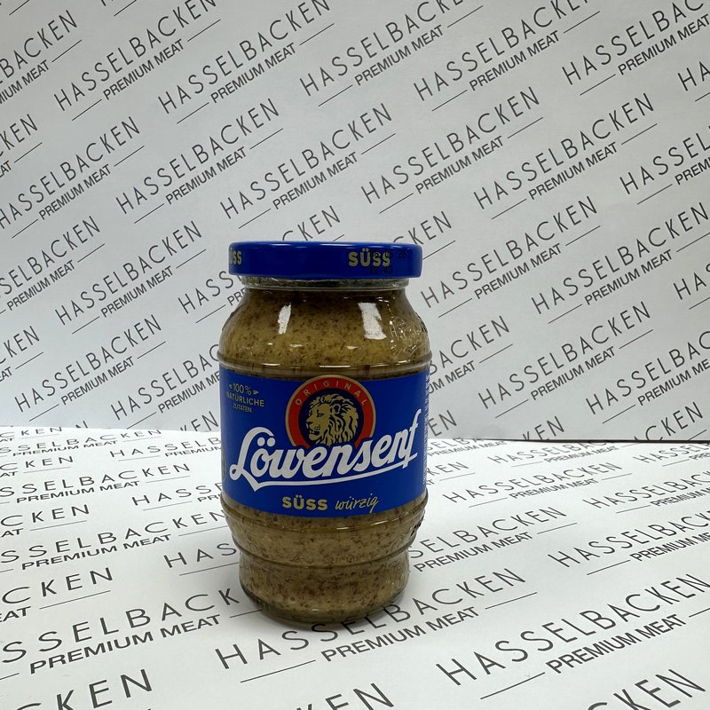 Löwensenf Blå hos Hasselbacken Kött & Chark i Stora Saluhallen, Göteborg